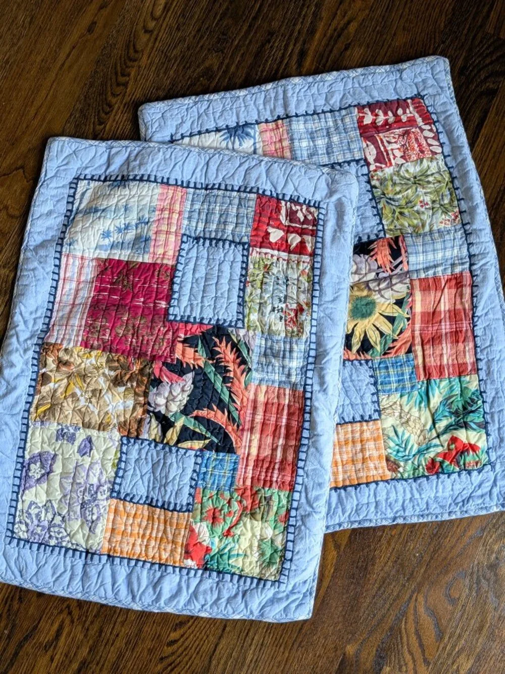 Set of 2 Vintage Pottery Barn Salsa Luau Hawaiian Patchwork Standard Shams